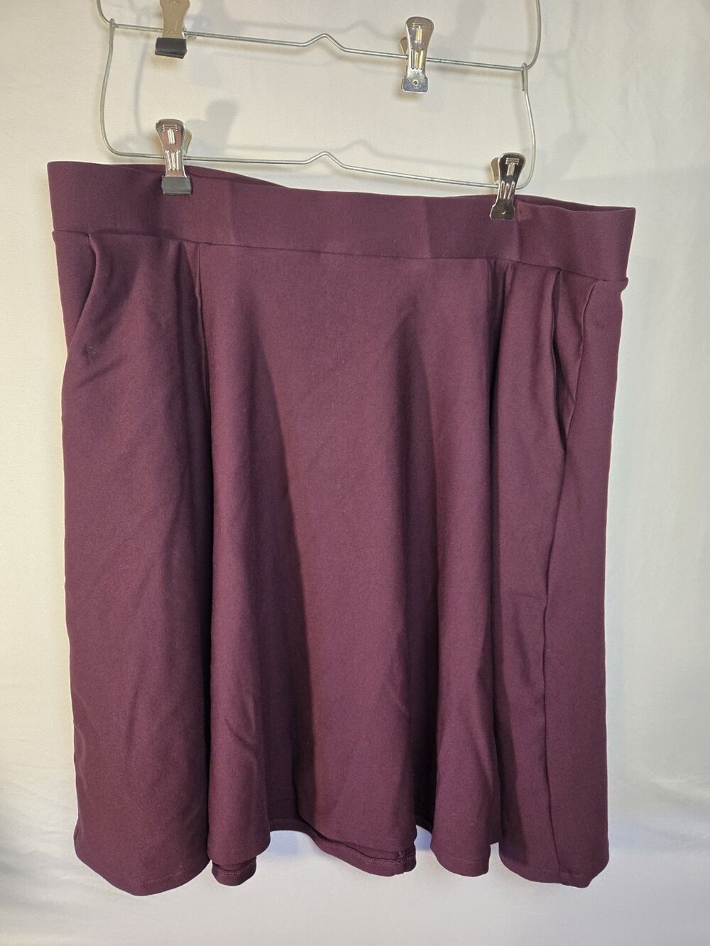 Torrid Plus Size 2X Burgundy Textured Mini Circle Skirt Ribbed POCKETS Stretch